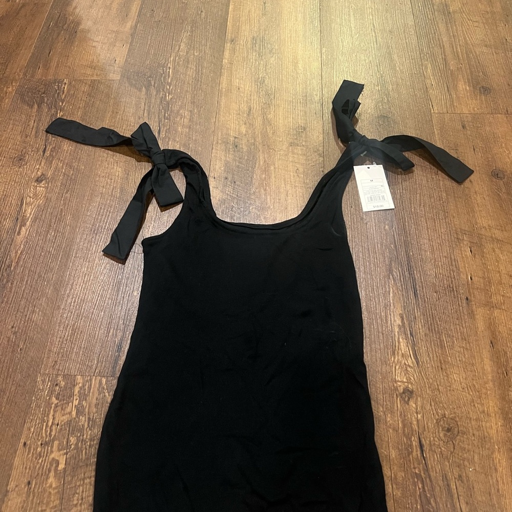 A New Day Black Tank Top with Tie Straps